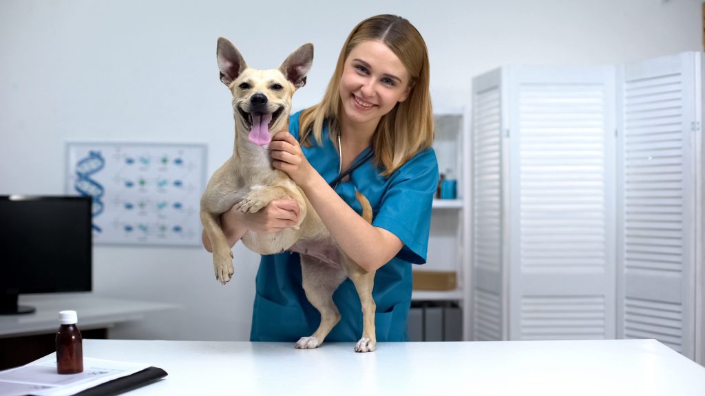 jeune vétérinaire heureuse